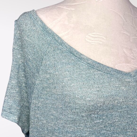 Juicy Couture Short Sleeve Shirt Ombre Knit Gray Blue Lightweight Slouchy XL - Picture 2 of 8